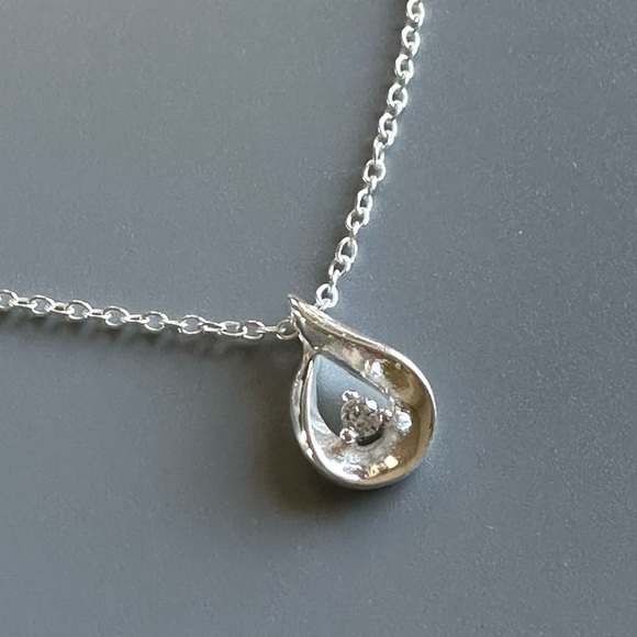 Teardrop Sterling Silver Necklace with Stones - Picture 5 of 10